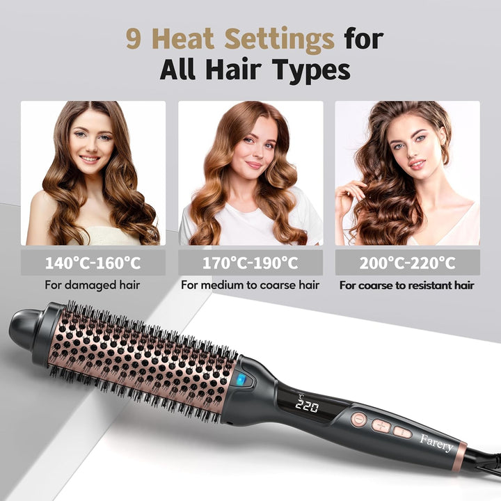 Farery Thermobürste, Thermal Brush, 38mm Heisse Bürste für lockeres & voluminöses Haar, Keramik-Turm
