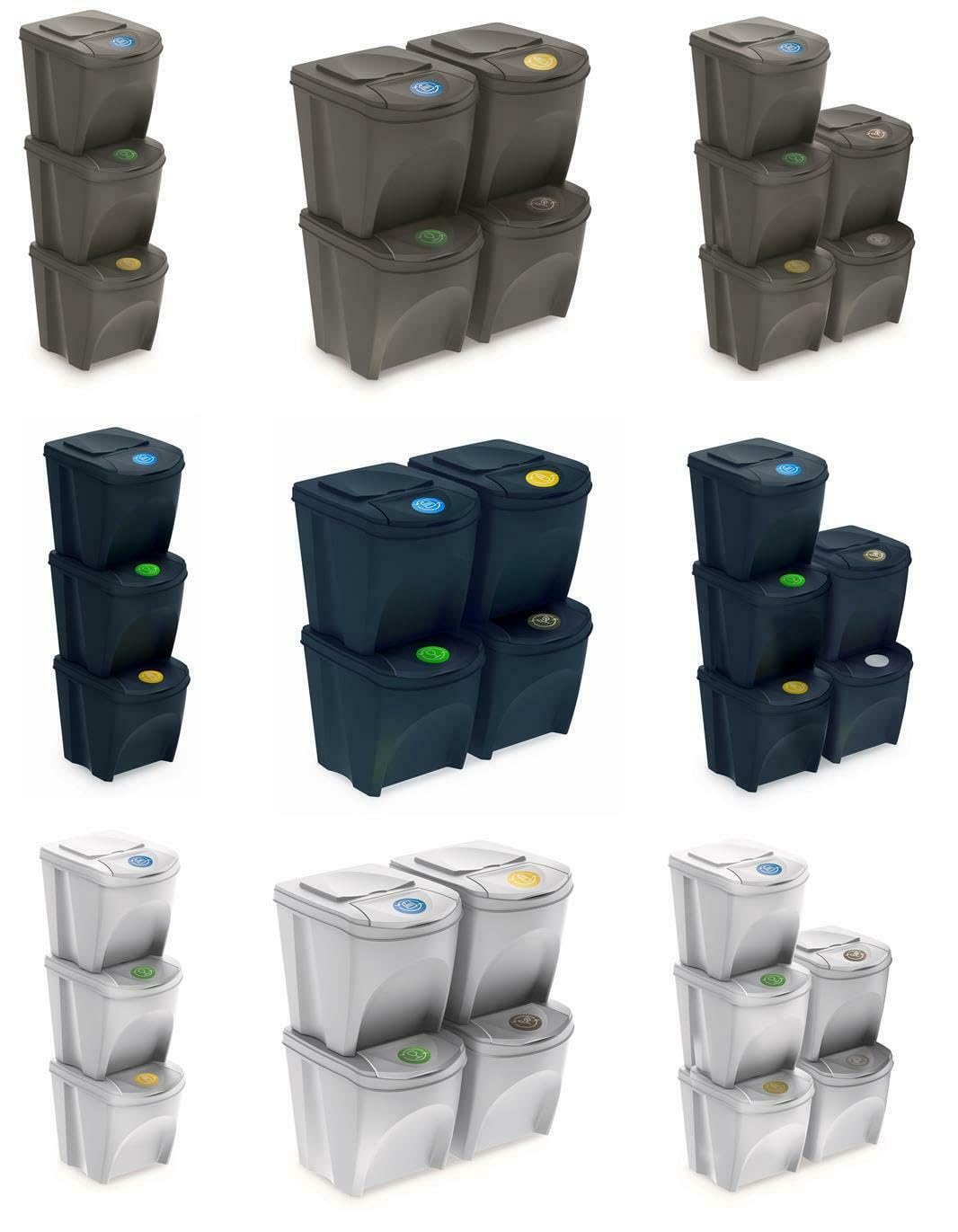 BirnePower Mülleimer Müllbehälter Abfalleimer 100L Set 4 x 25L Mülltrennsystem Behälter Sorti Box mi