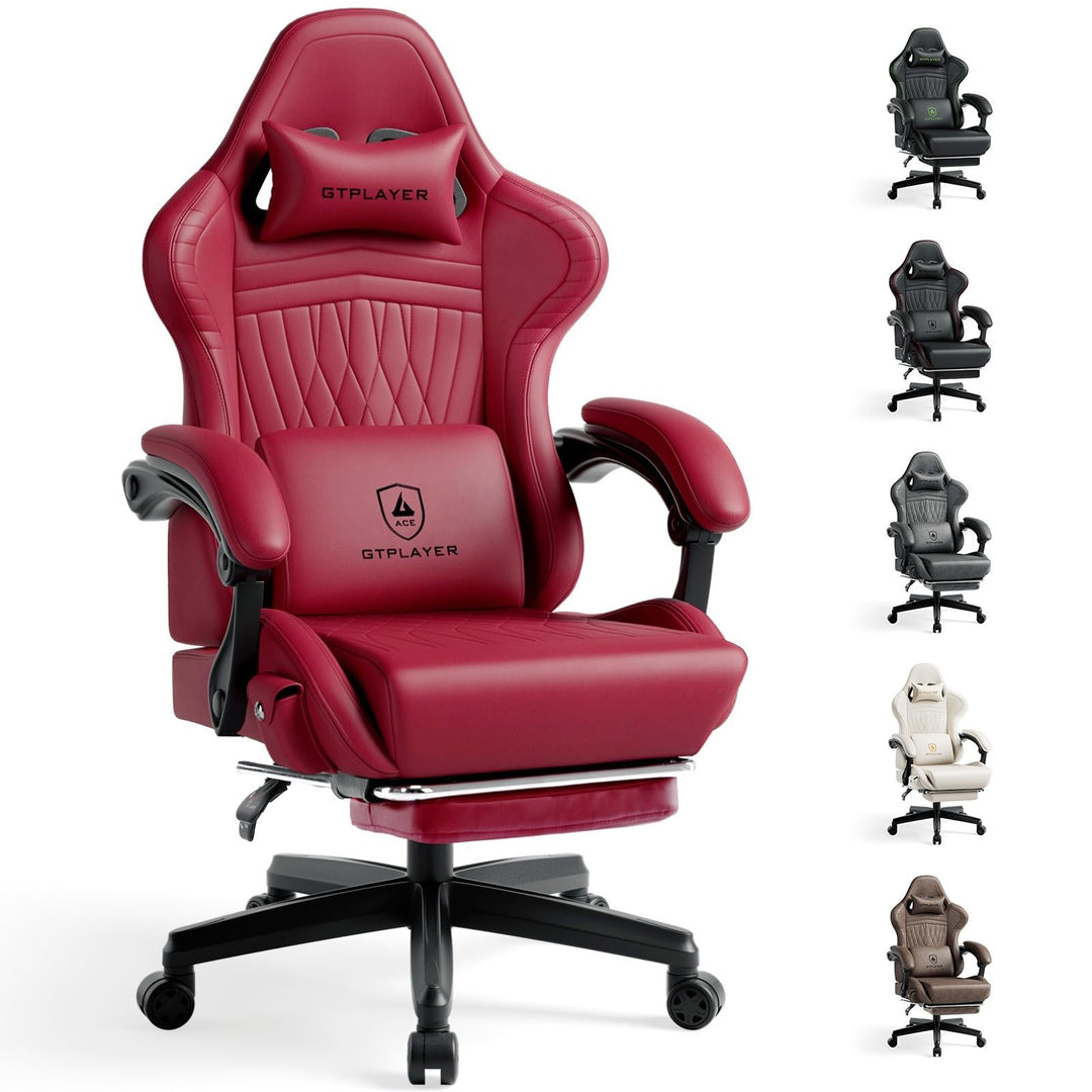 GTPLAYER Gaming Stuhl, Ergonomischer Gaming Sessel Schreibtischstuhl PC Gamer Racing Stuhl mit Fusss