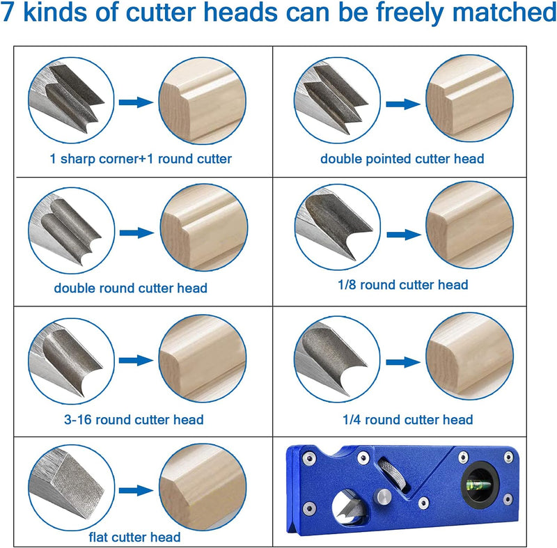 Holzbearbeitungskanten-Eckblockhobel, Tragbare Fasenhobel + 7 Arten von Fräsköpfen, Holzbearbeitungs
