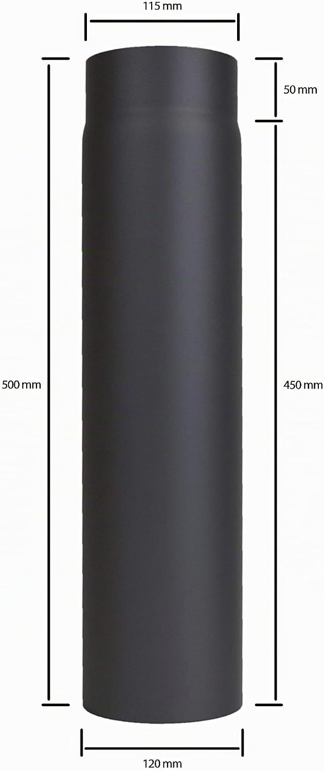 LANZZAS Ofenrohr 500 mm Verlängerung - im Durchmesser Ø 120 mm - Farbe: schwarz - Rauchrohr Kaminroh