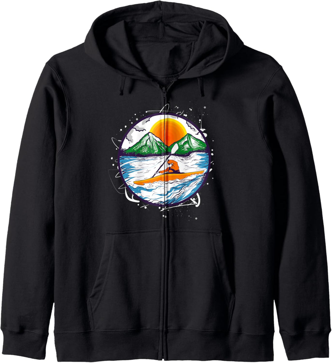 Kayaking Mountains und Sunset Gift Kayak Kapuzenjacke