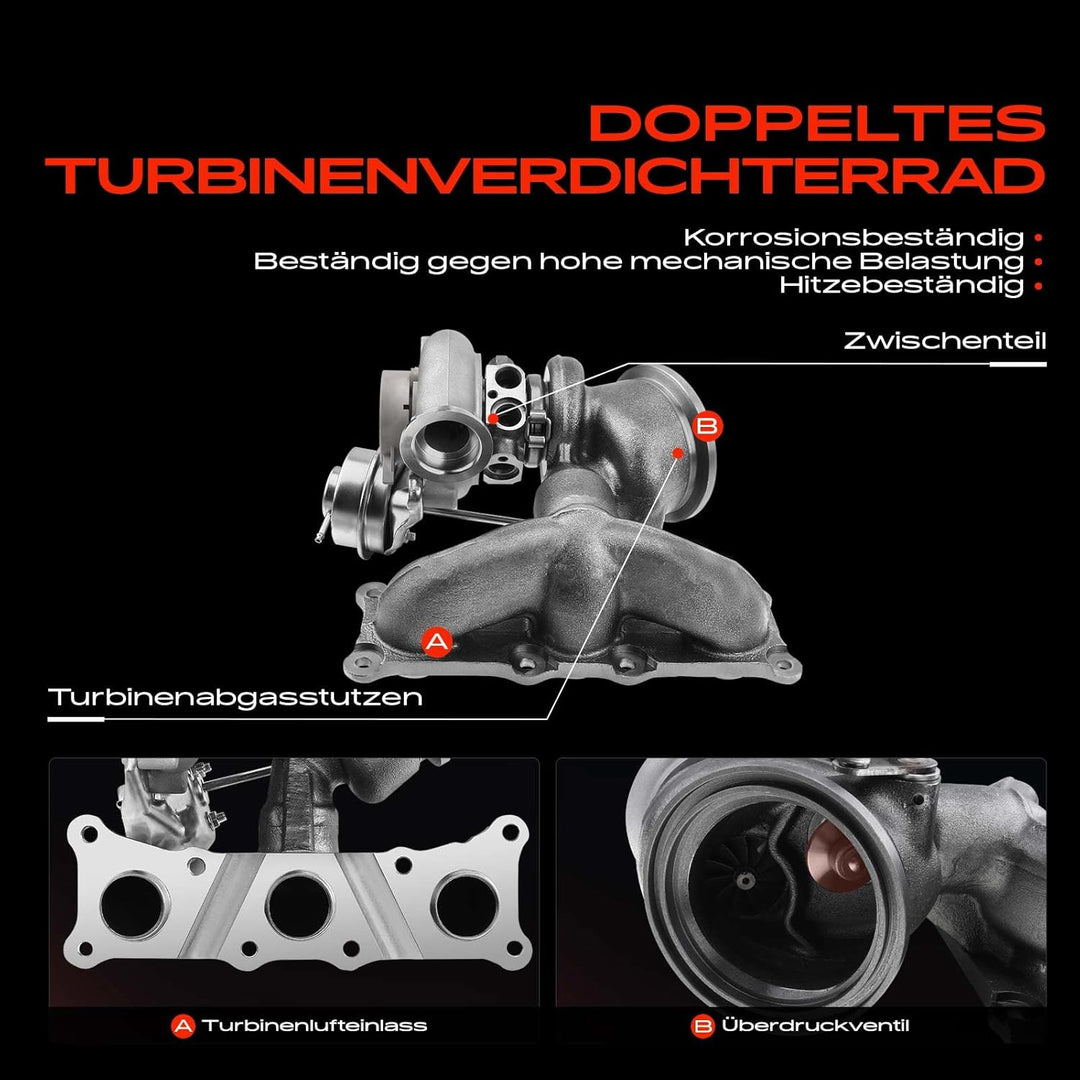 Frankberg Turbolader Kompatibel mit 3er E90 2006-2011 3er Cabriolet E93 2006-2013 3er Coupe E92 2006
