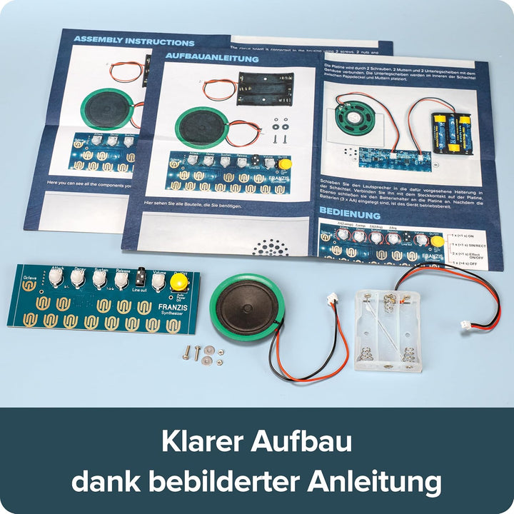 FRANZIS 67196 - Synthesizer selber Bauen - DIY Bausatz ohne Löten und technisches Vorwissen! Mit Pla