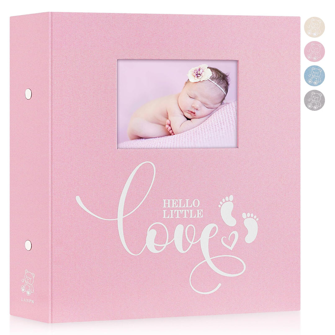 Lanpn Baby-Fotoalbum, 10,2 x 15,2 cm, 600 Taschen, Leineneinband, Neugeborenes Bebe Erinnerungsbuch,