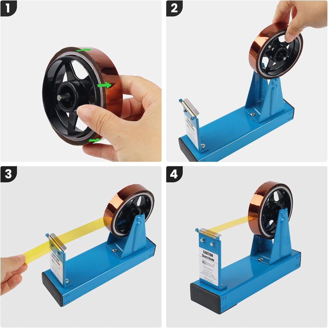 U.S. Solid Desktop-Multi-Roll-Klebebandabroller, 3,8 cm breit, 2,5 cm oder 7,6 cm Kern, Eisen, Blau
