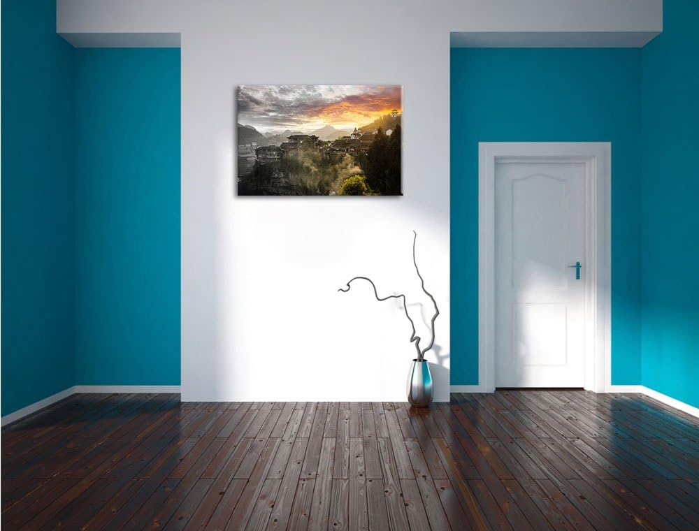 Pixxprint Gigantisches Dorf in China als Leinwandbild/Grösse: 100x70 cm/Wandbild/Kunstdruck/fertig b