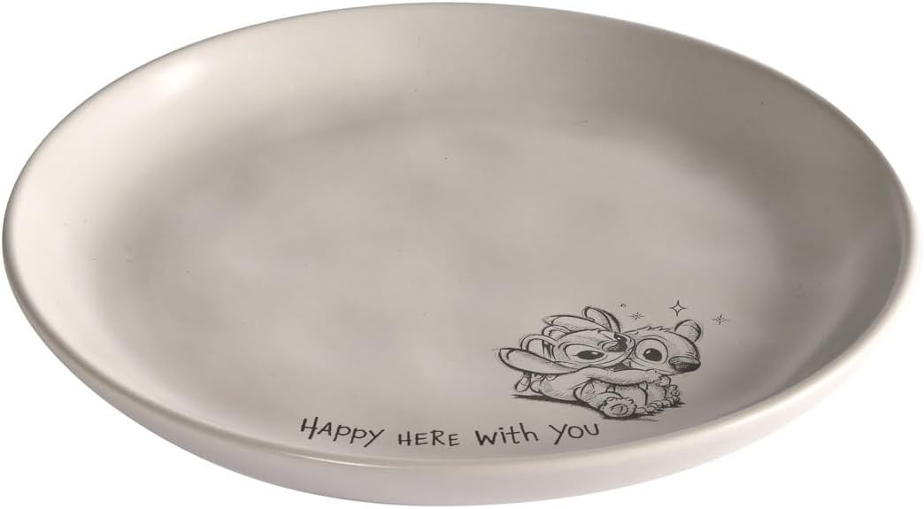 Disney Stitch Kuchenteller 20 cm – Hochwertiges Steingut mit Stitch, mit originellen Zitaten und han
