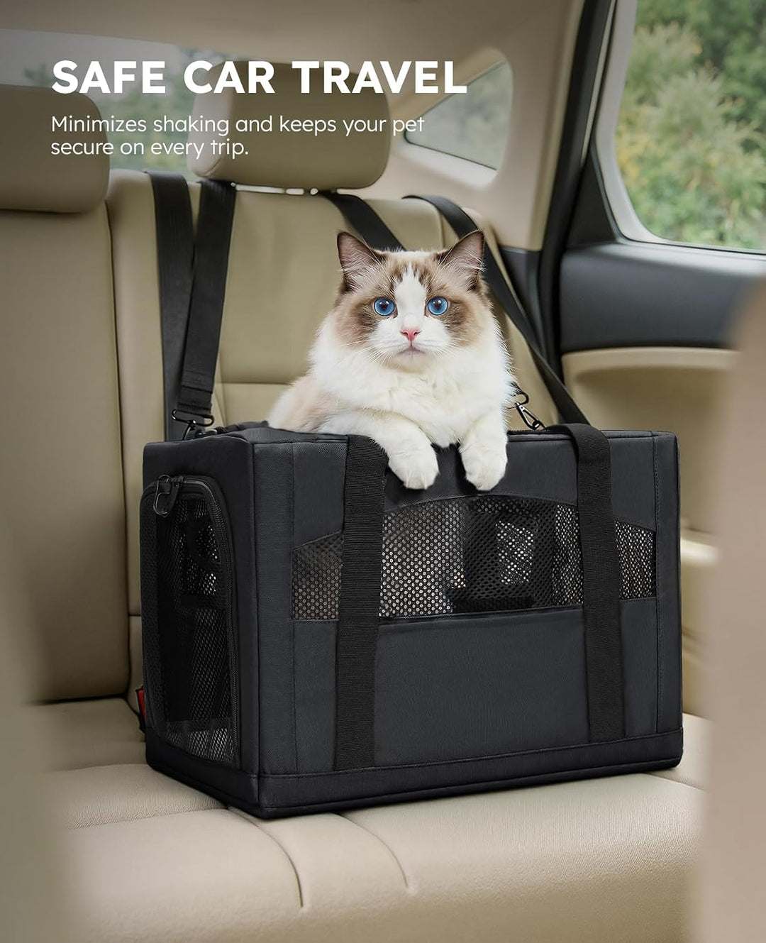 pecute Katzentasche Transporttasche Stabiler Halt Haustier Tragetasche, Transportbox Katze Leicht, F