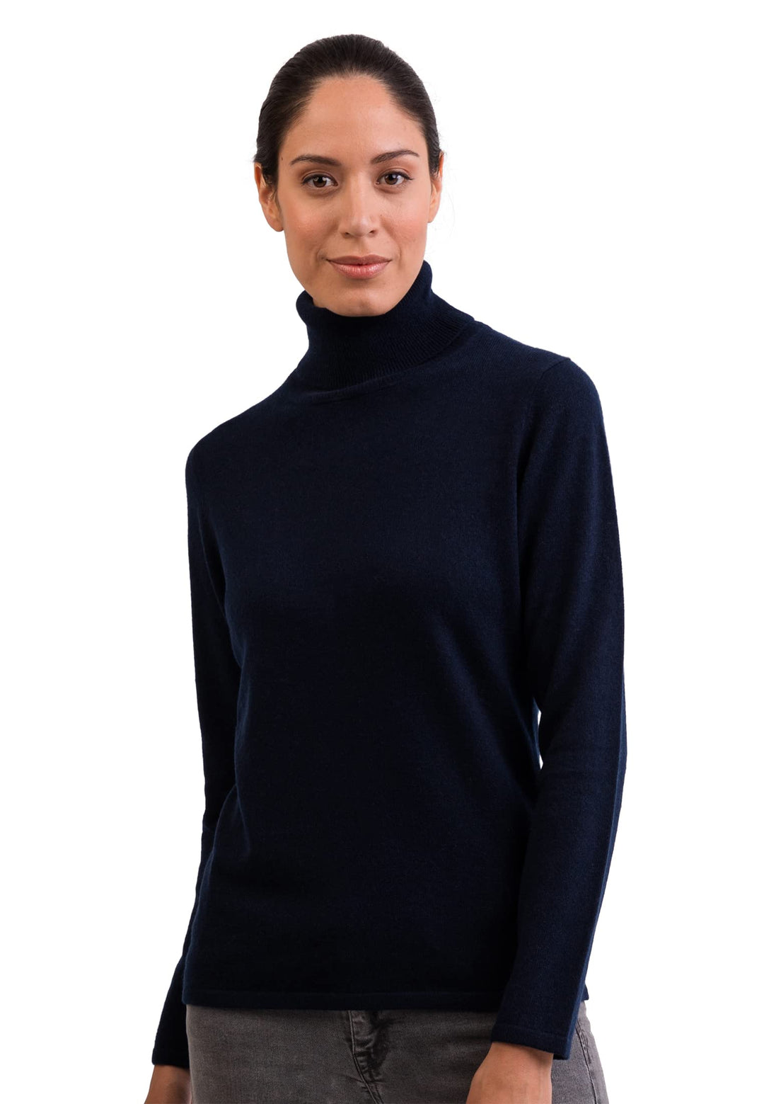 100% Kaschmir Damen Pullover | Sweater Rollkragen 2-fädig XS Marine, XS Marine