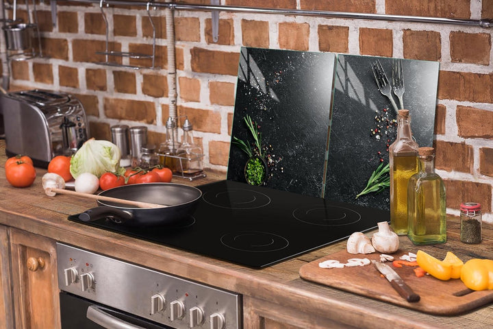 DarHaus Herdabdeckplatten 45x52 cm 2-teilig Ceranfeldabdeckung Induktion Herdschutz Spritzschutz Gla