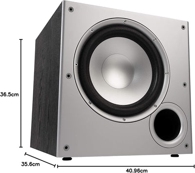 Polk Audio PSW10E Aktivsubwoofer für Heimkino Soundsysteme und Musik, 10" Bass Box, 100 Watt Single,