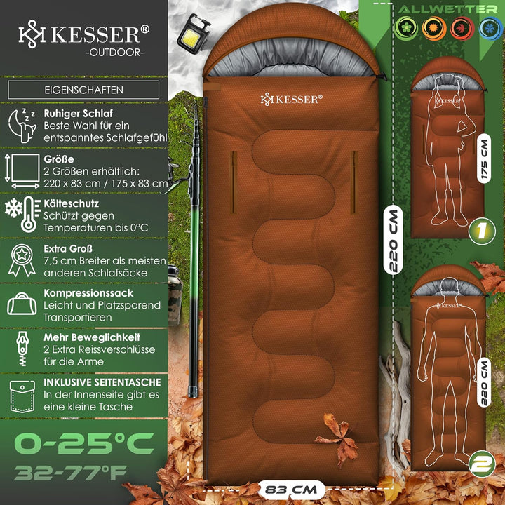 KESSER® Schlafsack Outdoor | Deckenschlafsack 3-4 Jahreszeiten | Camping-Sleeping-Bag für Erwachsene