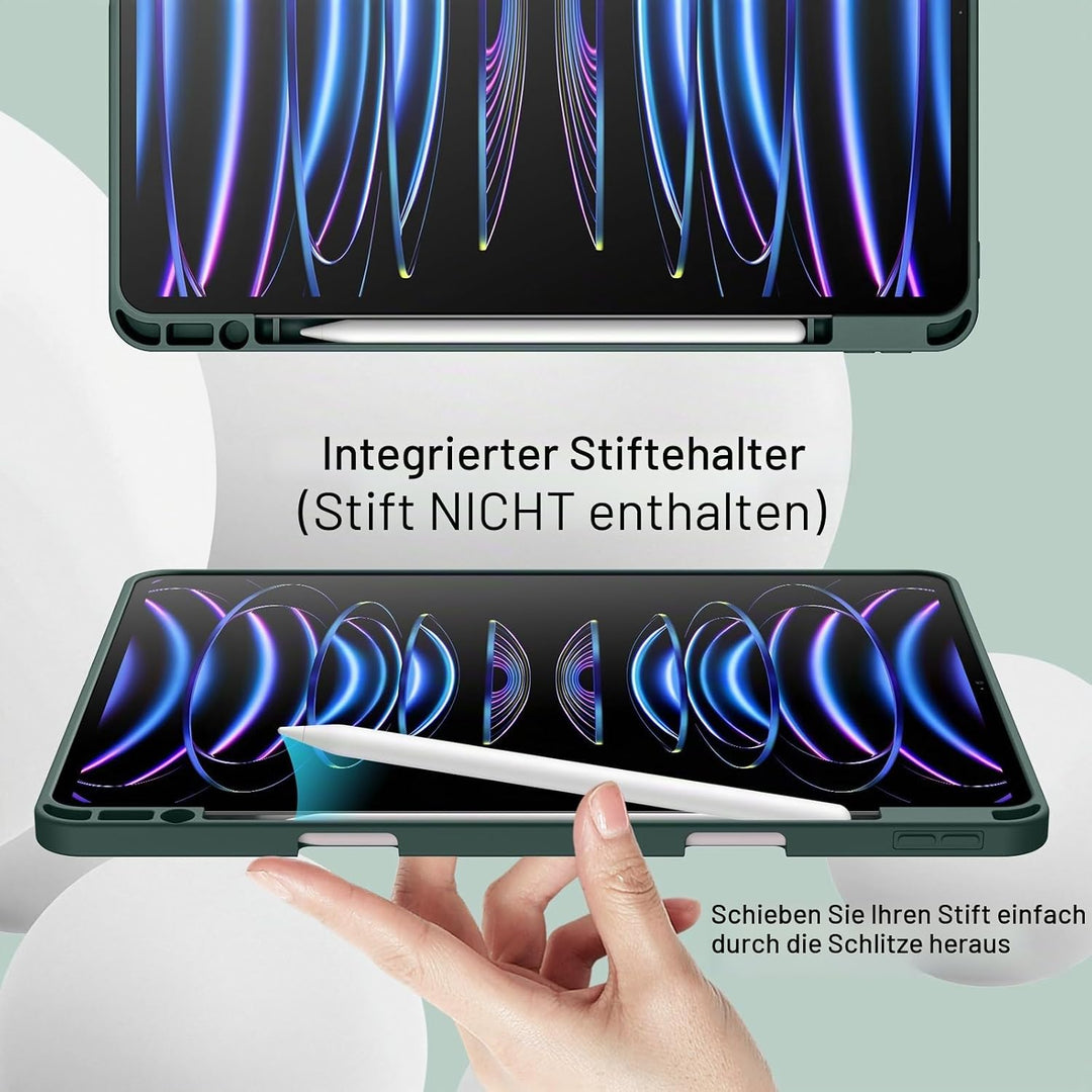 JETech Hülle für iPad Pro 12,9 Zoll (6./5. Generation, Modell 2022/2021) mit Stifthalter, Unterstütz