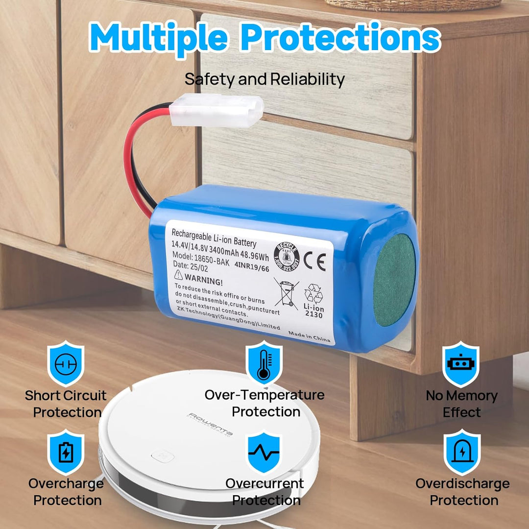 3400mAh Akku Kompatibel mit Xiaomi Mi G1, MJSTG1, H18650CH-4S1P, Robot Vacuum E12, Rowenta RS-RT9008