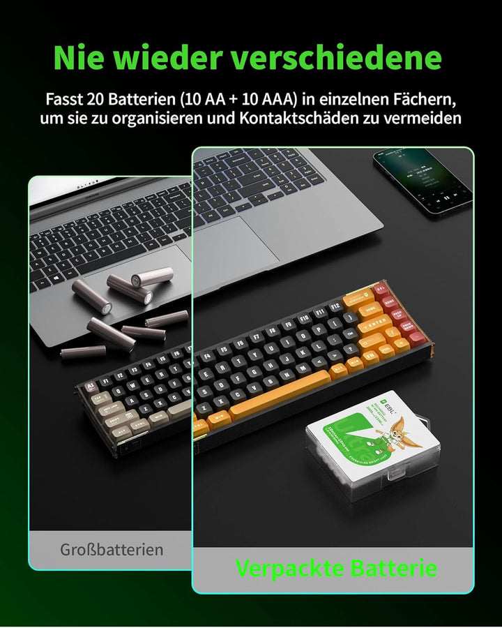 AA Akku AAA Akku 20er Pack: EBL 10x 2800mAh AA + 10x 1100mAh AAA - Wiederaufladbar, Geringe Selbsten