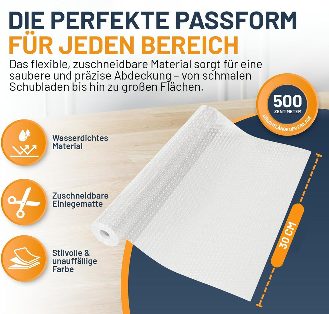 Schubladenmatte von Linda's Essentials (30 x 500 cm) - Antirutschmatte Schubladen Schrankfolie Schra