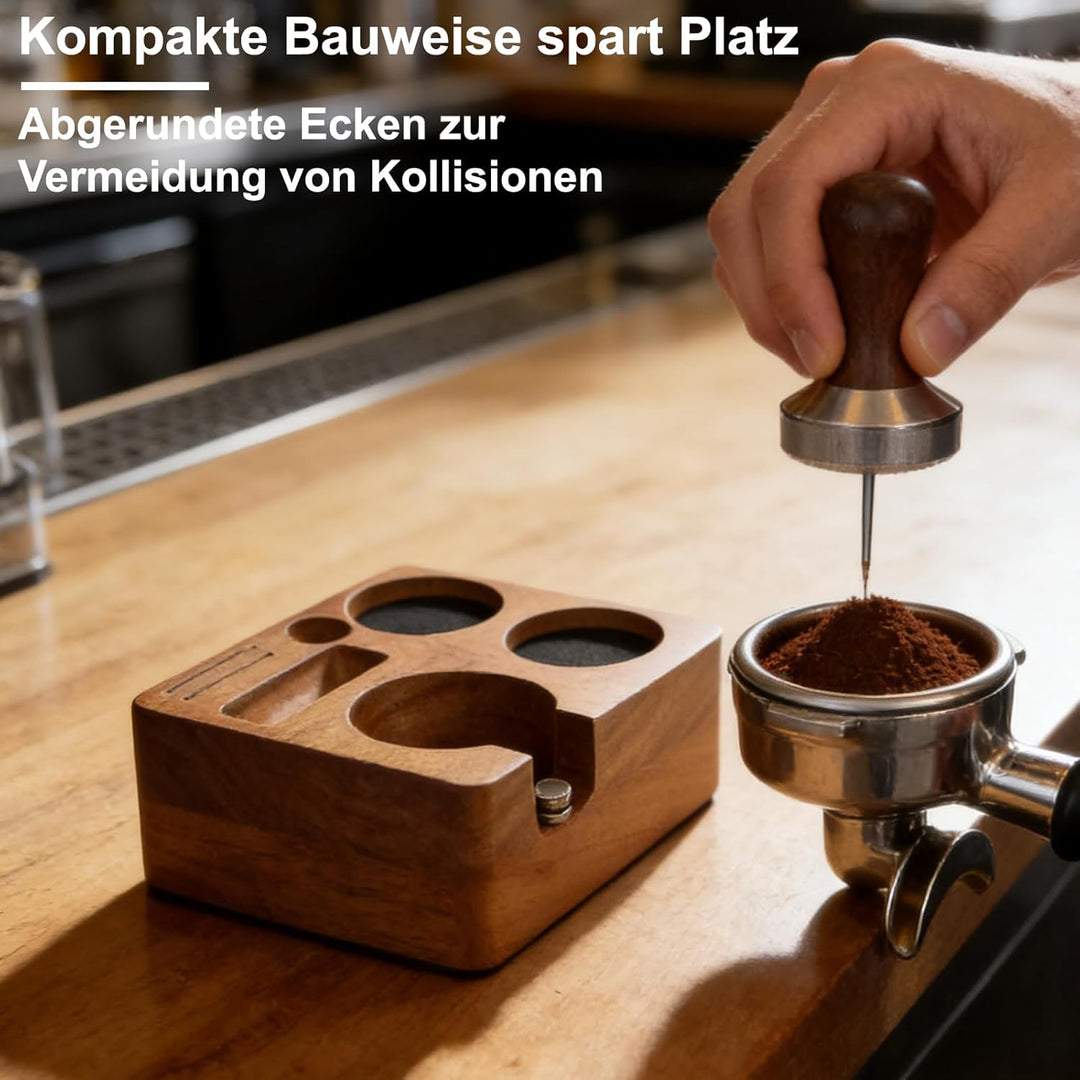 FARYODI Espresso-Tamperstation, Espresso Kaffee Tamping Station Walnuss Holz, Espresso Tamper Statio
