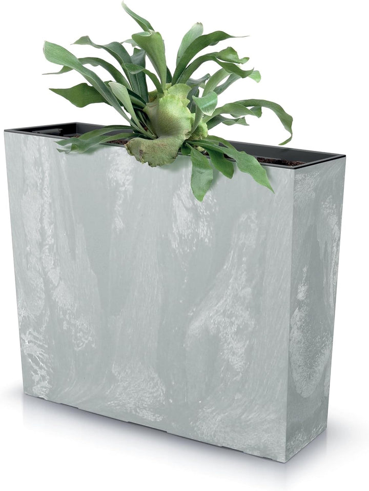 MELTOM Blumenkübel Blumenkasten mit Einsatz Quadratisch Beton Optik Farbe: Grau XL (BxH): 58 x 50 cm