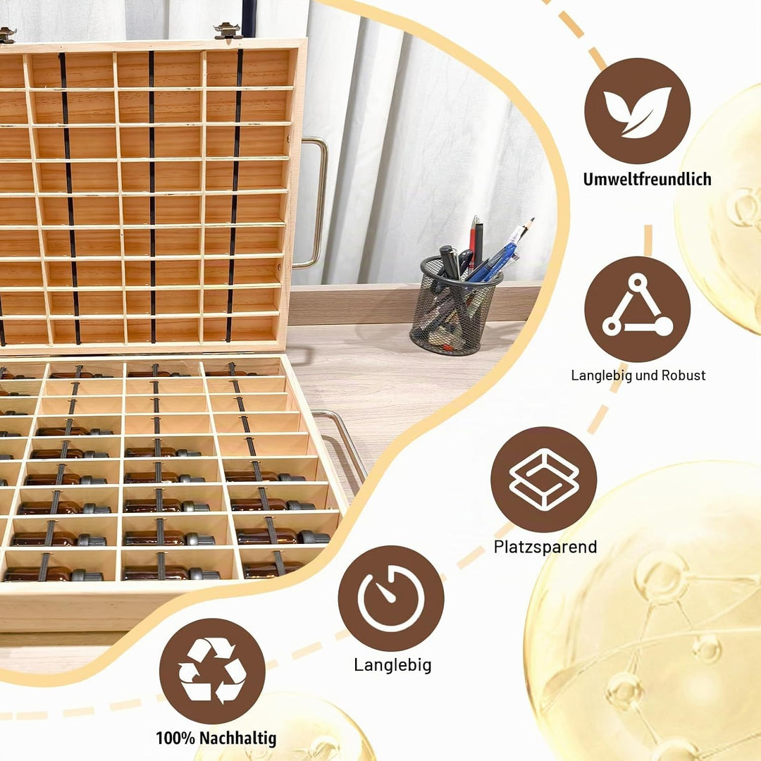 RoseFlower Bambus Ätherisches Öl Organisator Behälter Duftöle Display Ständer, 72 Löcher Aufbewahrun
