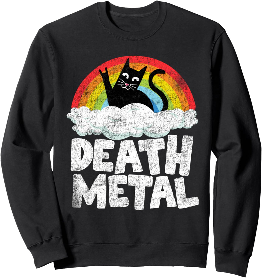 Death Metal Katze Retro Regenbogen Heavy Metal Metalfan Sweatshirt