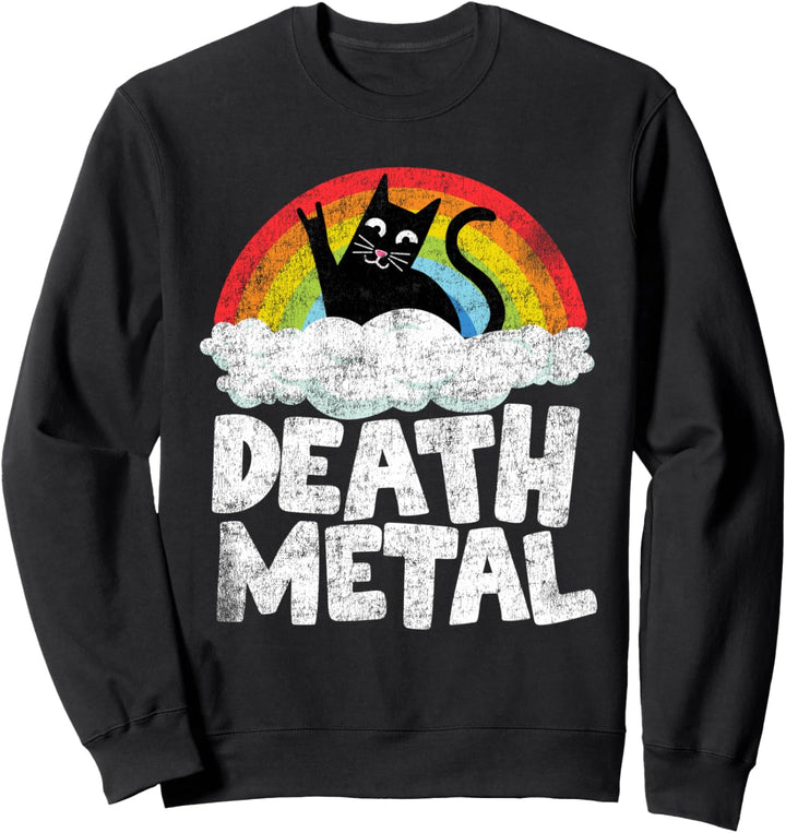 Death Metal Katze Retro Regenbogen Heavy Metal Metalfan Sweatshirt