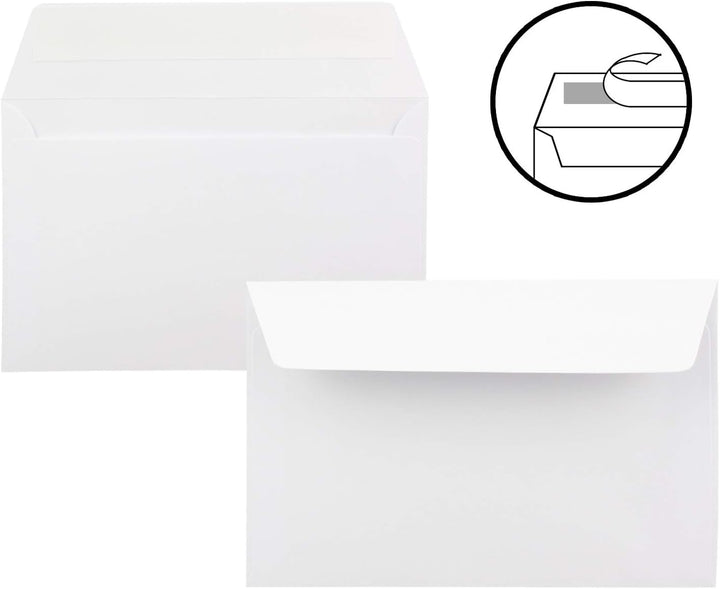 200x Kartenpaket DIN B6 Faltkarten Hochweiss/Kristallweiss - 11,5 x 17 cm - Umschlägen Weiss - Haftk