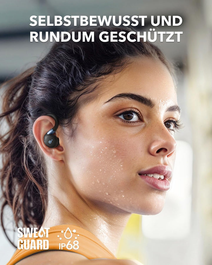 soundcore von Anker Sport X20, kabellose Workout Kopfhörer, drehbare und ausziehbare Ohrhaken, Geräu