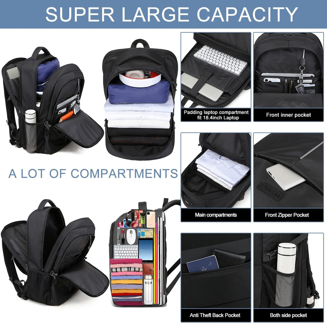Extra Gross Rucksack Herren 55L,18.4 Zoll Laptop für Schule Arbeit mit USB Ladeanschluss Wasserdicht