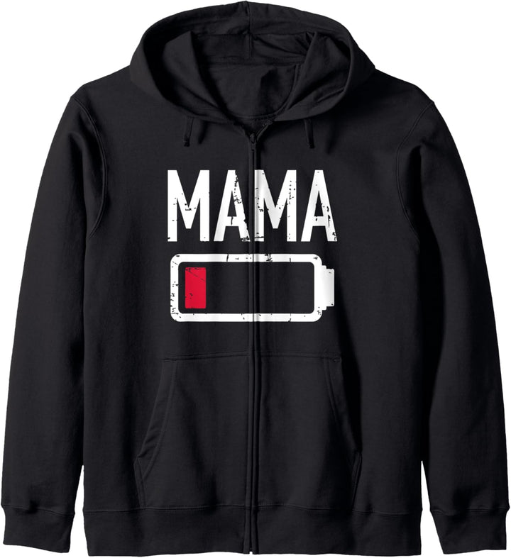 Mama leere Batterie müde Kapuzenjacke