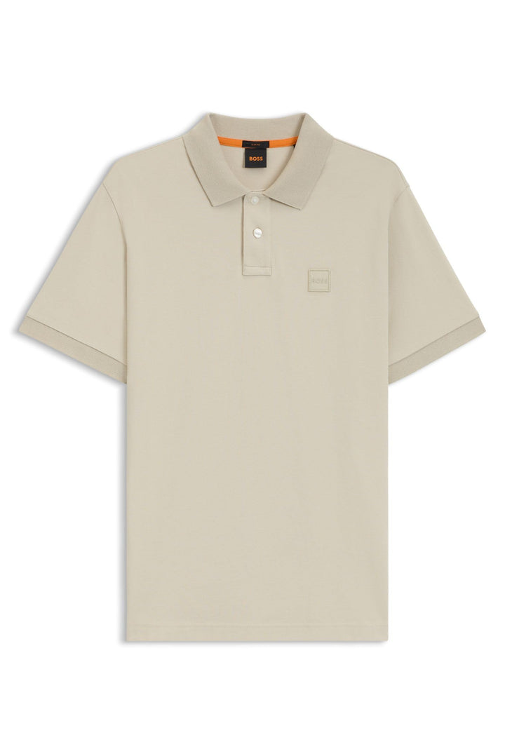 BOSS Herren Passenger Slim-Fit Poloshirt aus Stretch-Baumwolle mit Logo-Aufnäher M Light Beige271, M