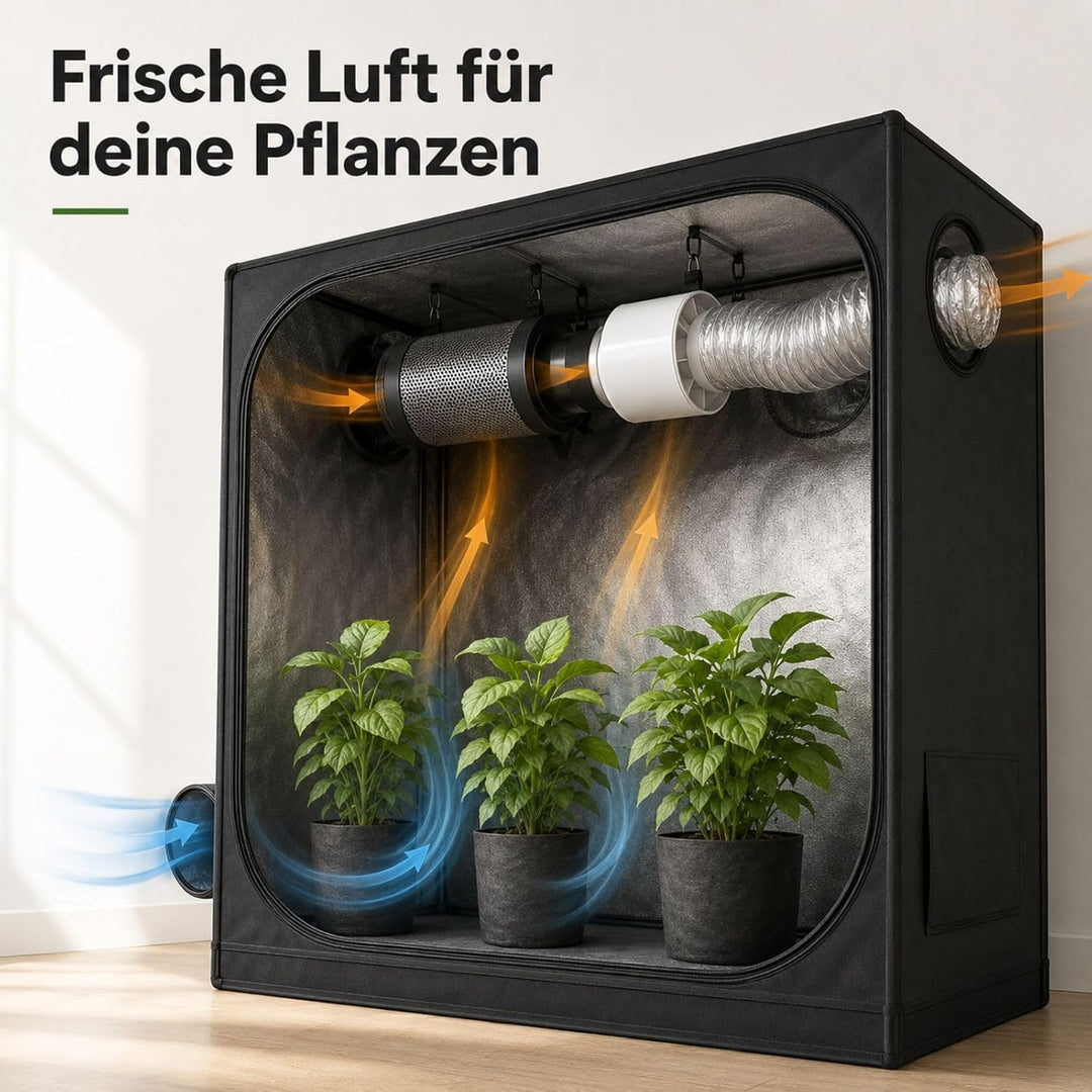 Weedness Grow Abluft Set Set ECO 305 m3/h 150 mm Flansch Belüftungsset - Grow Indoor Aktivkohlefilte