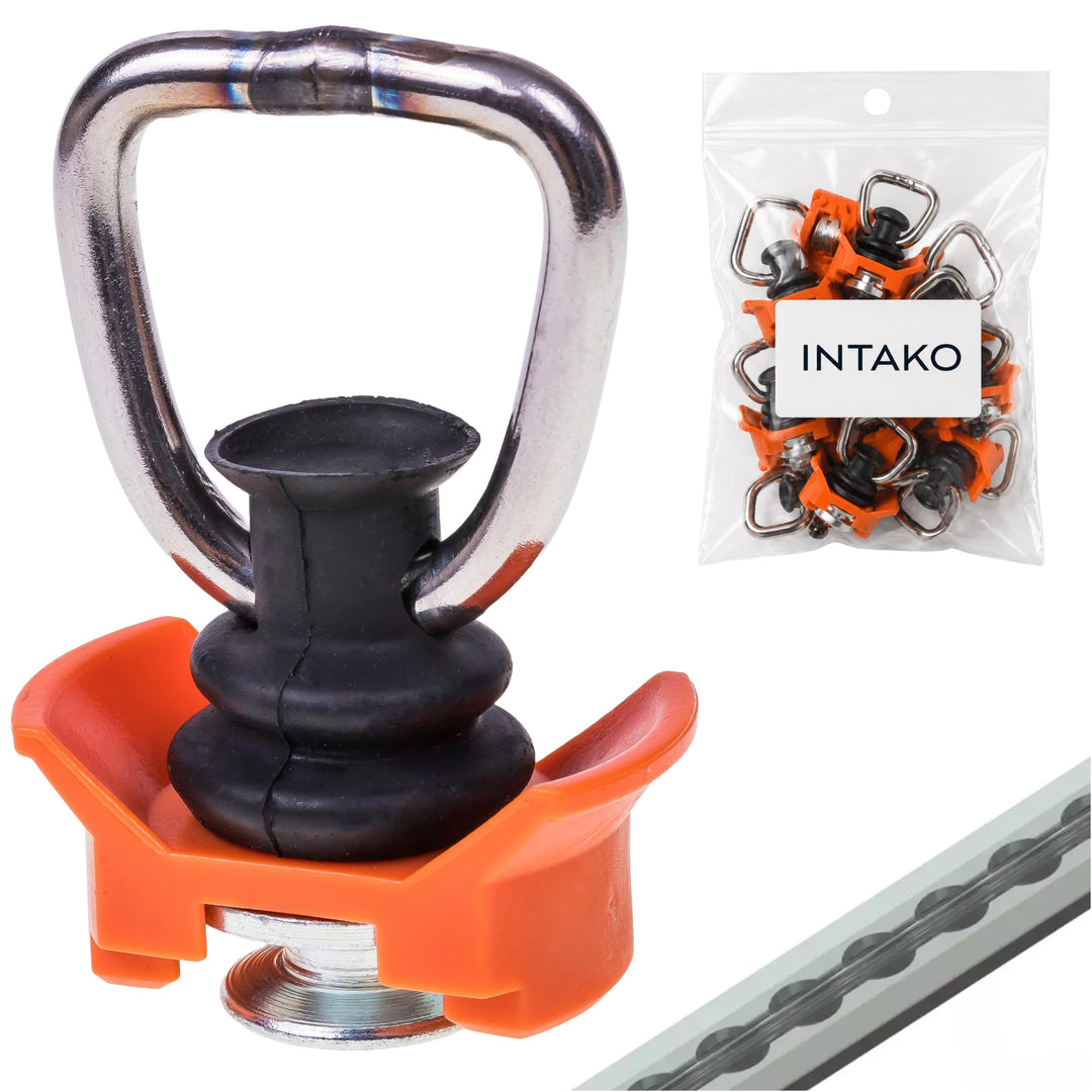 4 oder 10 Stück Airline Fitting (Silber/Orange) - Airlineschiene Zurröse mit Ring 1000 kg Tragfähigk