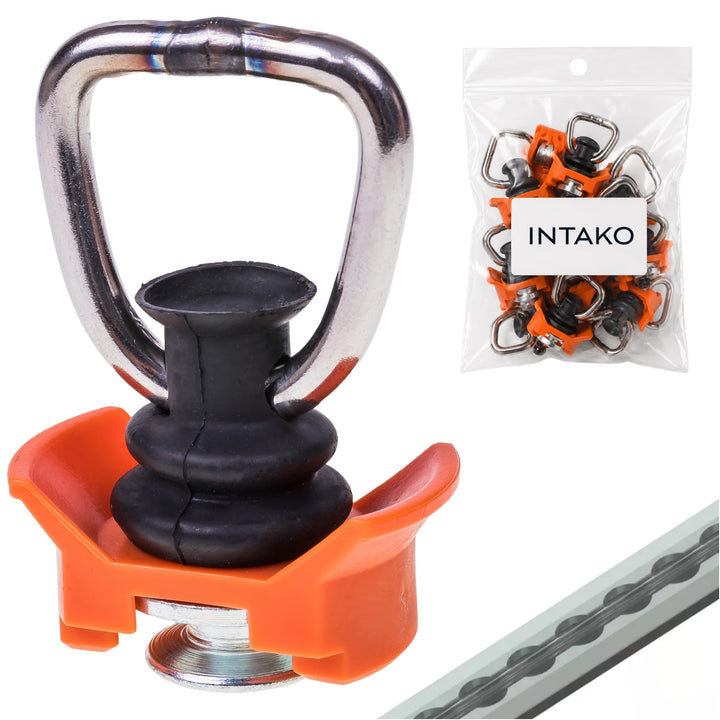 4 oder 10 Stück Airline Fitting (Silber/Orange) - Airlineschiene Zurröse mit Ring 1000 kg Tragfähigk