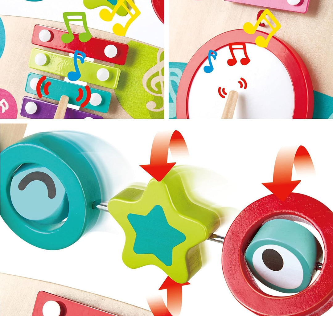 Hape My First Musical Walker, Wooden Push Along Baby Walker Trainer with Music Box & Activities, 10