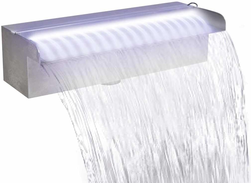vidaXL Edelstahl Wasserfall 30cm Wasserspiel mit LED Beleuchtung Bachlauf Garten mit LED/30 cm