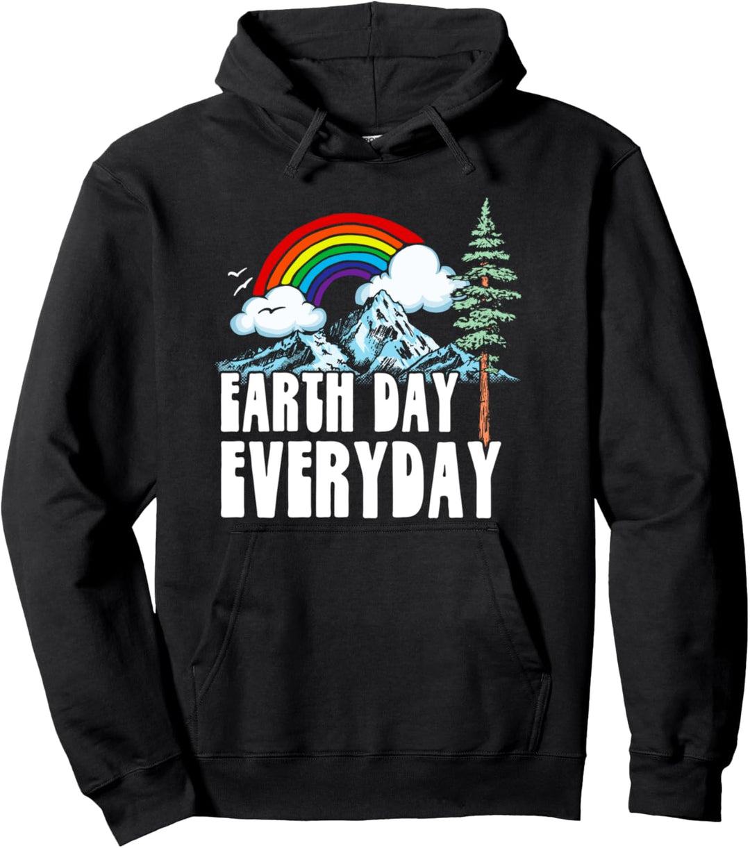 Earth Day Every Day! Vintage Rainbow Nature & Outdoor Retro Pullover Hoodie