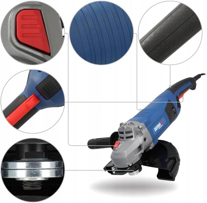DEDRA Winkelschleifer DED7937 mit Sanftanlaufsystem Ø 230mm, stark 2100W, hohe Geschwindigkeit 6500
