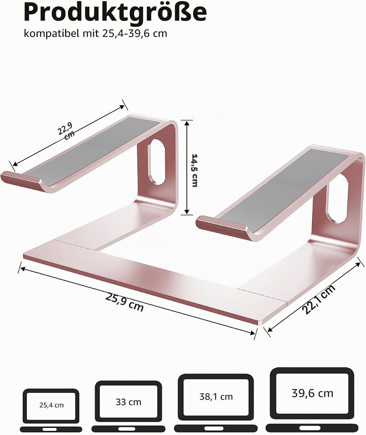 ALASHI Laptop-Ständer für Schreibtisch, Aluminium-Computer-Erhöhung, ergonomischer Notebook-Halter,