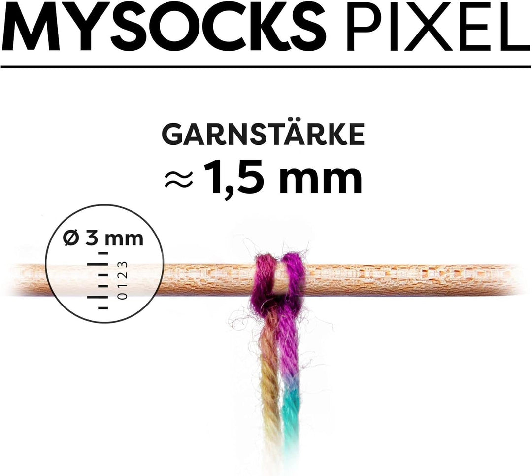 myboshi mysocks Pixel, 6-fädige Sockenwolle, strapazierfähig, Garn aus Schurwolle, filzfrei, 150g, L