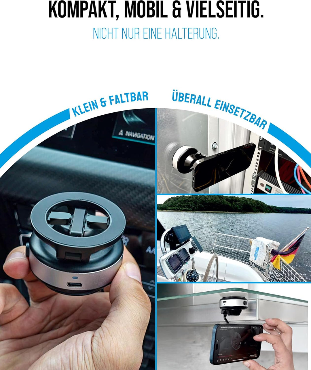 se® SNAP-POWER-BUNDLE – Handyhalterung mit Ladefunktion: SNAPMOUNT Vakuum-Halterung + SNAPCHARGE 15W