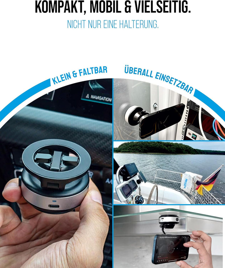 se® SNAP-POWER-BUNDLE – Handyhalterung mit Ladefunktion: SNAPMOUNT Vakuum-Halterung + SNAPCHARGE 15W