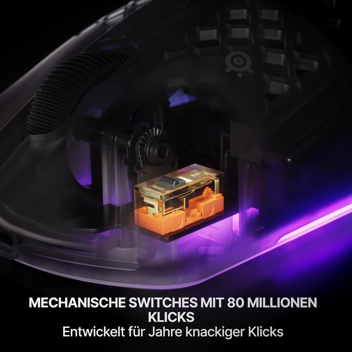 SteelSeries Aerox 3 Wireless Gen 2 – Ultraleichte 68-g-Gaming-Maus, 4K-Polling, 26K-DPI-Optiksensor,