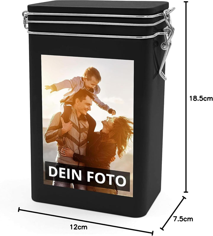 Personalisierte Kaffeedose mit Foto bedrucken lassen - Vorratsdose für Kaffee mit eigenem Motiv gest