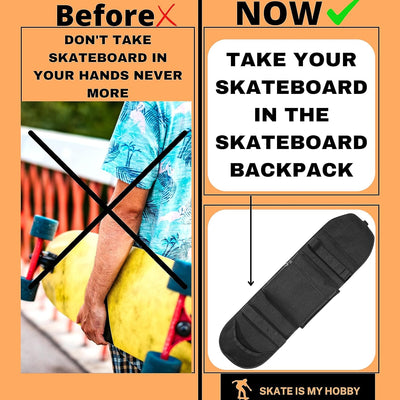 SusggO Pack: 1 x Rucksack Skateboard Tasche + 1 x T-Schlüssel Skate Werkzeug T-Schlüssel Skateboard