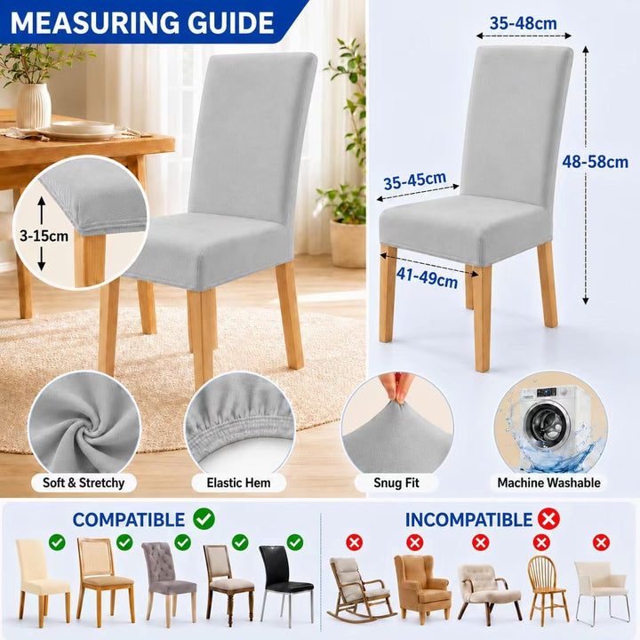 2er 4er 6er Set Stuhlhussen, Stuhlbezug für Esszimmer Waschbar Samt Stretch Stuhl hussen Universal S