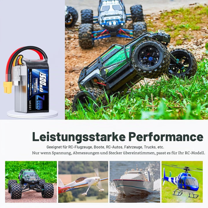 Zeee 4S LiPo Akku 1500mAh 14,8V 120C mit XT60 Steck für UAV Drones FPV Rennrad Quadcopters Flugzeug