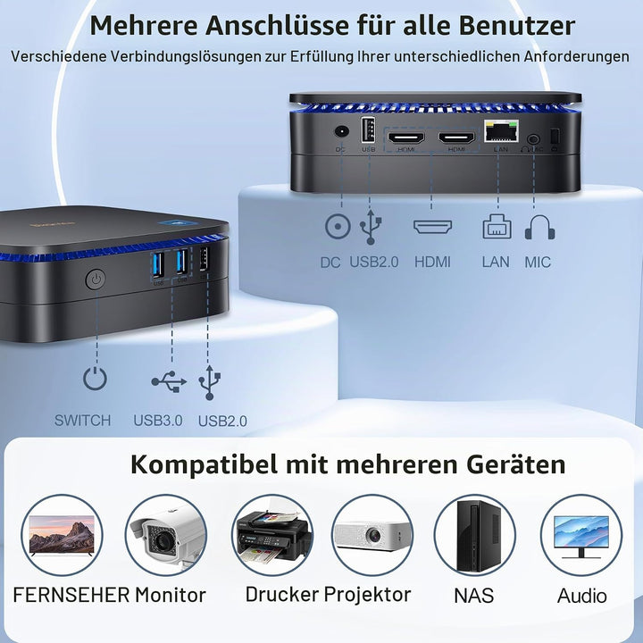 Blackview Mini PC, Intel 12th Gen N95(up to 3.4GHz) Mini Computer Windows 11 mit 16GB DDR4 RAM 1TB M