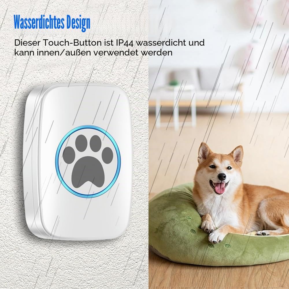 DONGKER Haustiere Kabellose Trainingsglocken, Drahtlose Hundeklingel/Katzenklingel Buzzer, IP44 Wass