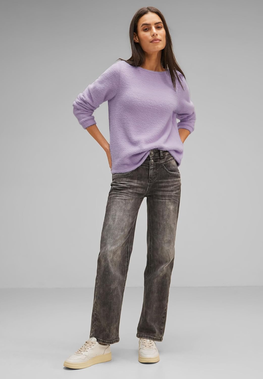 Street ONE Damen Langarmshirt 40 Soft Pure Lilac, 40 Soft Pure Lilac